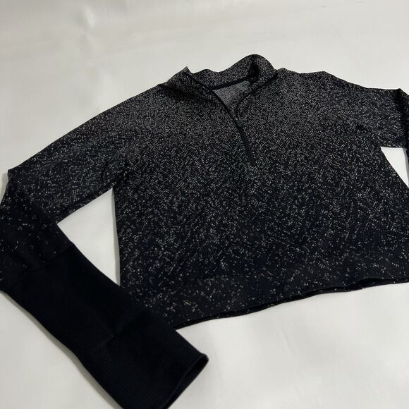 LULULEMON Rest Less Cropped 1/2 Zip Pullover Hoodie Herringbone Fade Sz 8 READ - Picture 2 of 10